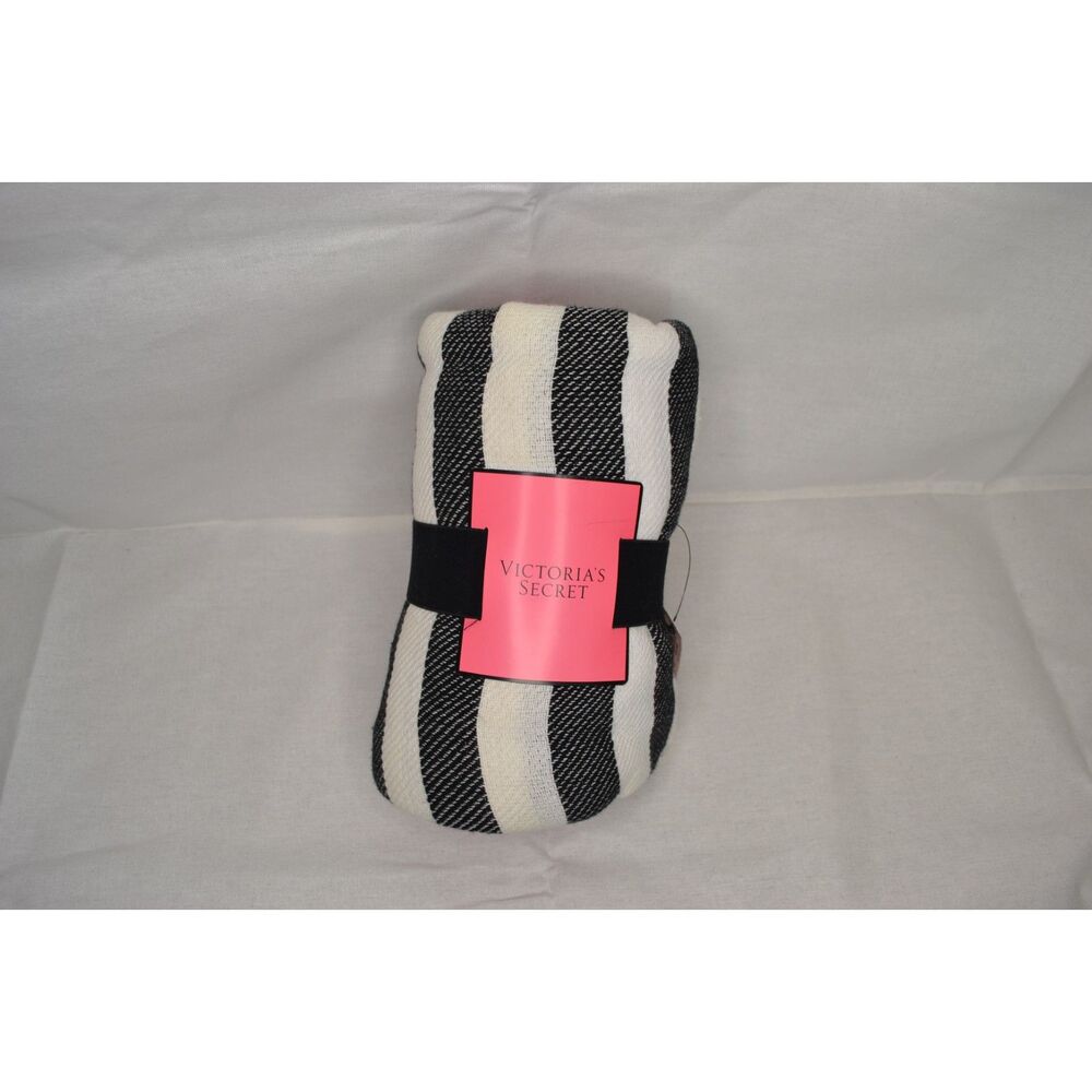 Victoria's Secret Throw/Beach Blanket Black White Striped